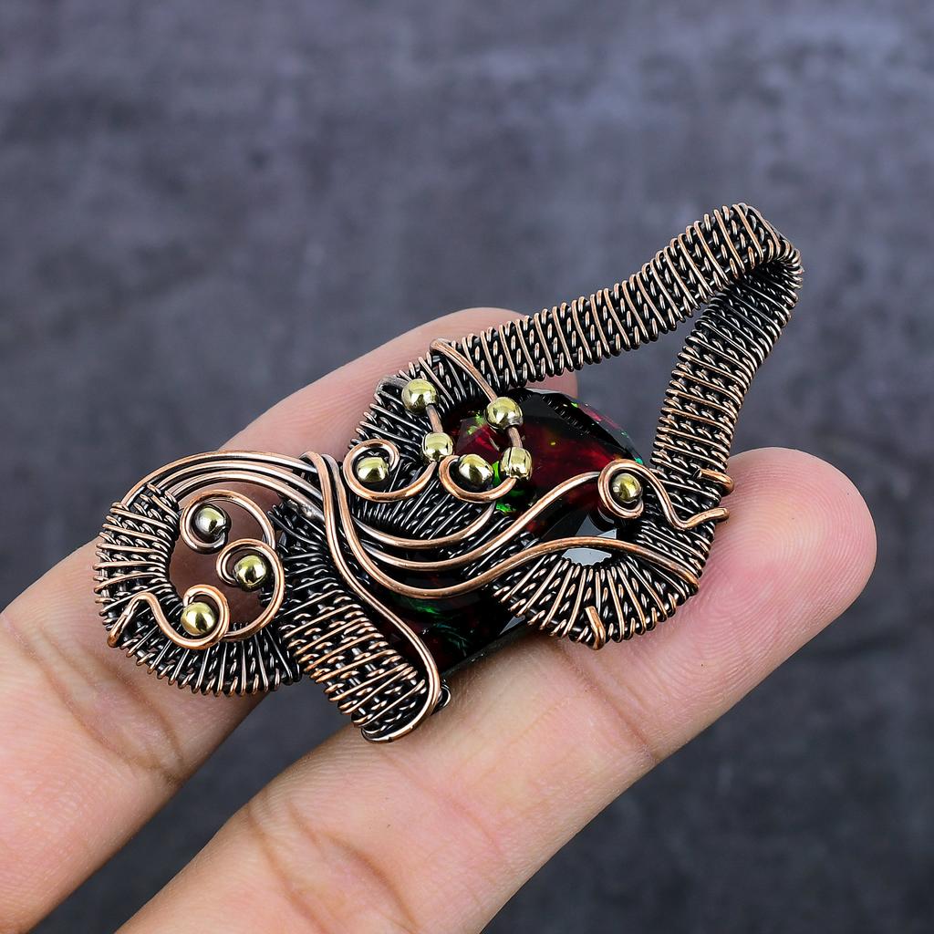 Мистический Топаз Ручная Работа Медная Проволока Обертка Ювелирный Подвеска 2.68" C8m79