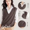LrisIuza Эхо Вязаный Однотонный Свободный Стильный Корейский Стиль Женский Жилет, В рубчик, Цветной, V-образный вырез, Без рукавов, Легкий, Осенне-зимний свитер, Посадка, Милый,