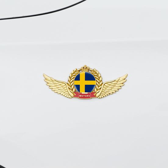 Delicate Car 3D Ornamental Waterproof Sticker Anti-rust Wing Crown National Flag 3D Emblem for Automobile