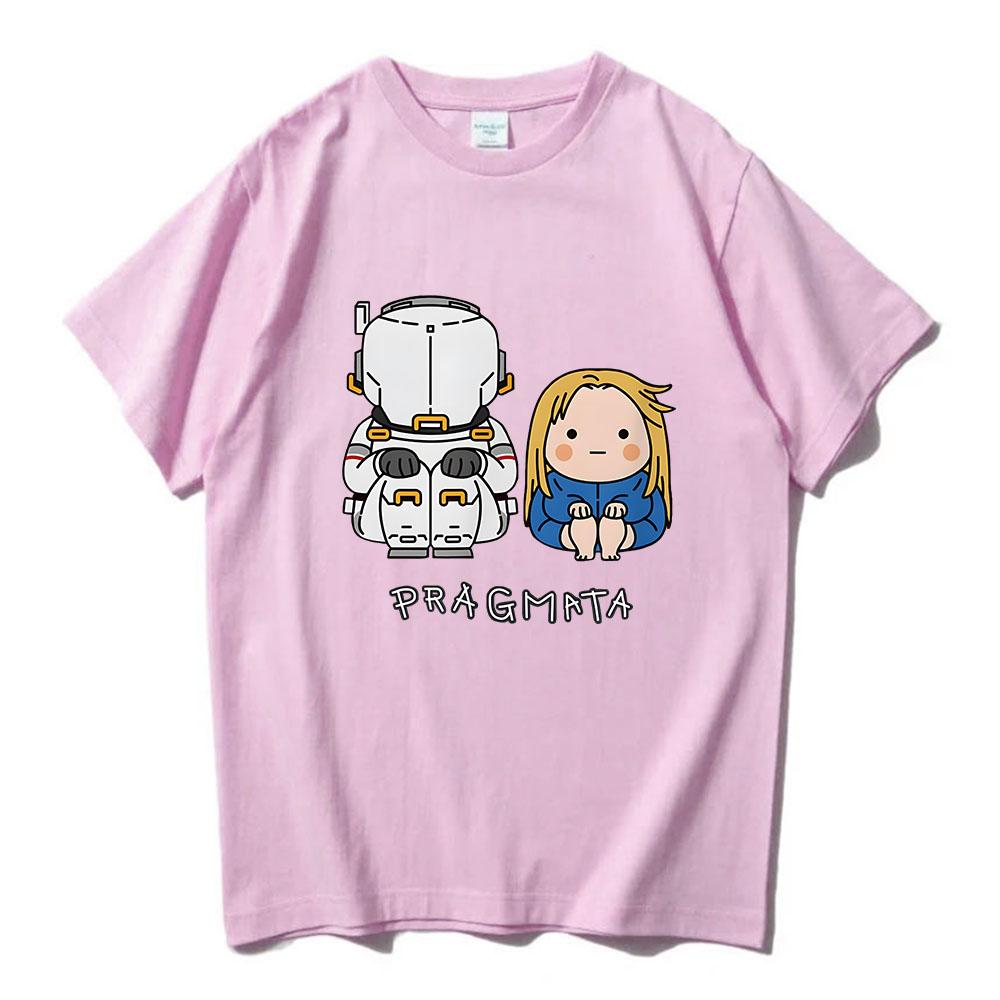 PRAGMATA Hugh Diana Sitting Tshirt Summer Unisex Streetwear Funny Cartoon Graphic Print Merch Short Sleeve Cotton Tee Shirt