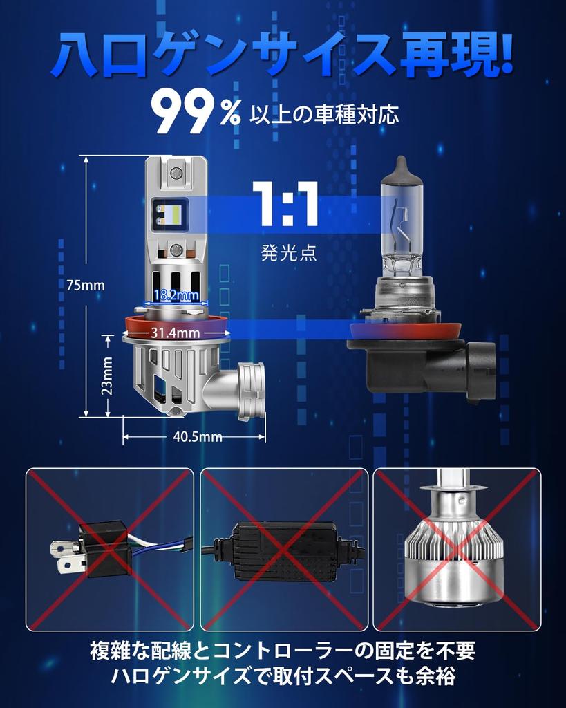 Светодиодная фара SUPAREE H11, Совместима с техосмотром, 6500K Взрыв, 30 000 лм, Светодиод H8,