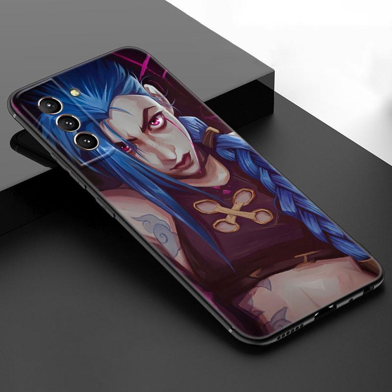 Arcane Jinx аниме черный силиконовый чехол для телефона Samsung Galaxy S23 S21 S20 FE S24 S22 Ultra S10E S10 S9 S8 Plus