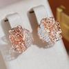 Hollow Embossed Texture Full Zircon Drop Earrings for Women Wedding Sparkling Jewelry Vintage Party Accessories