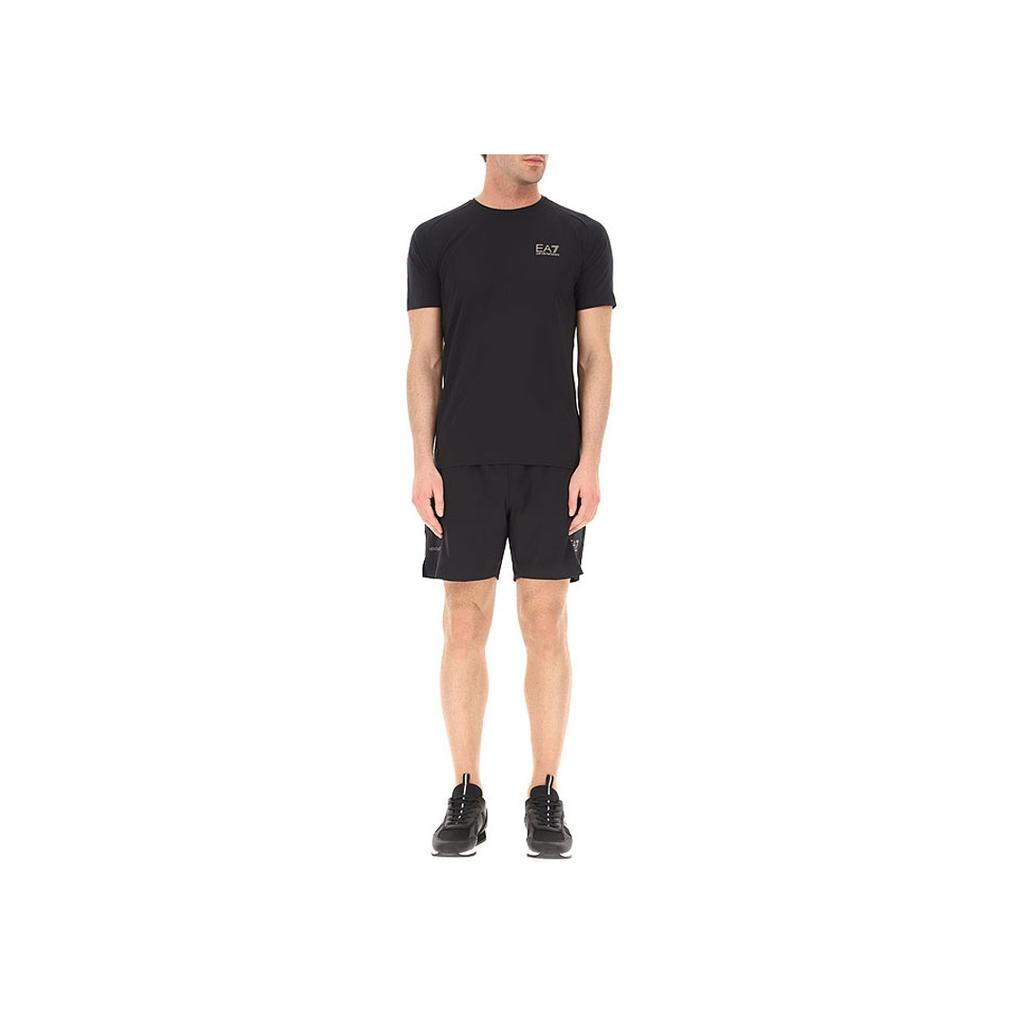 Emporio Armani EA7 Набор спортивный повседневный мужской с принтом букв логотипа, круглый вырез, короткий рукав, Черный 8NPV01-PN2CZ-1200