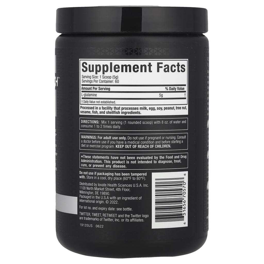 Platinum 100% Glutamine, Unflavored, 300G(10.58Oz)