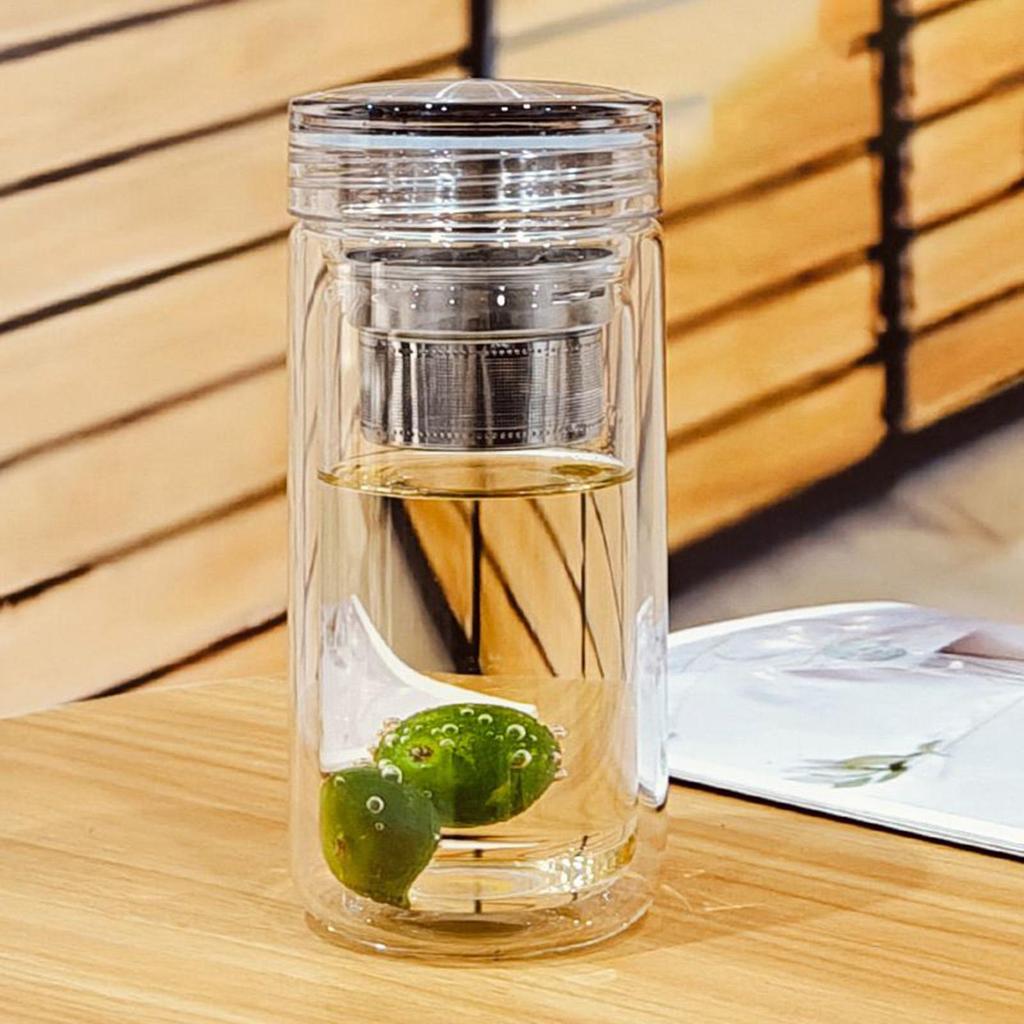 Glass Tea Cups Transparent Tea Infuser Cup Leak Proof Heat Resistant Mug with Large Capacity for Camping Home Car Serving Friend