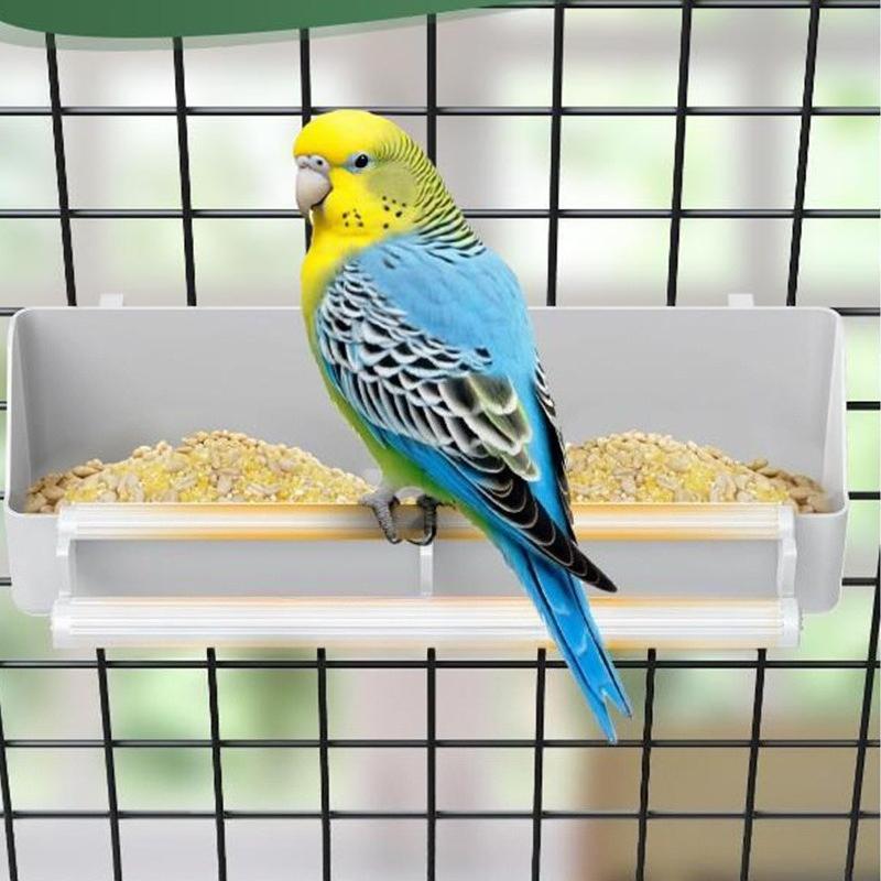 Hanging Parrot Water Feeder Bowl, Plastic Food Container For Budgerigar Cockatiel, White Cage Accessory For Small Birds