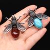 Women Brooch Natural Stone Bee-Shaped Pendant For Jewelry Making DIY Necklace Bracelet Clothes Shirts Accessory