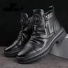 Vintage Men Boots 2024 New Autumn Winter Shoes High Quality Men's Leather Boots Side Zipper Men's Ankle Boots Large Size