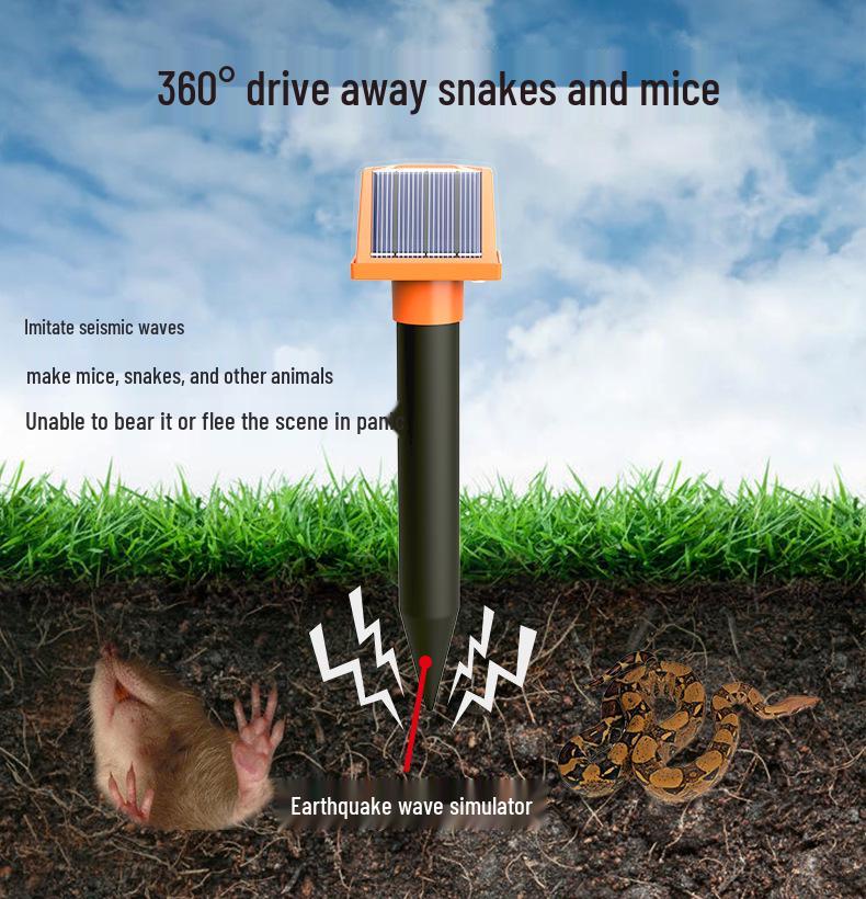 Solar-Powered Outdoor Rodent & Snake Repeller with Beeping Sound - Waterproof, Ground-Inserted Design