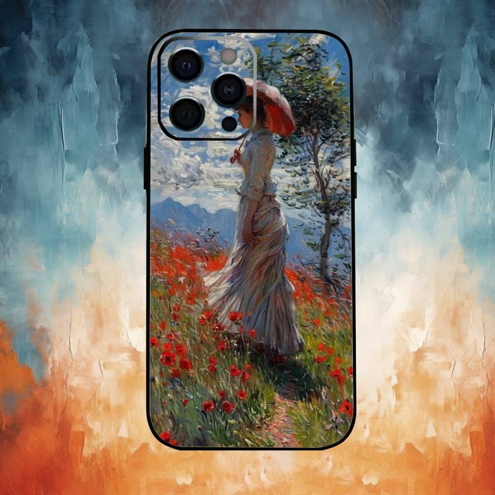 Ван Гог Моне Масло Чехол для телефона для iPhone 17,16,15,14,13,12,11 Plus,Pro Max,Мягкий силиконовый черный чехол