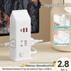 Vertical Multi-Functional Power Strip with USB Charging, Individual Switches, and Extension Cord
