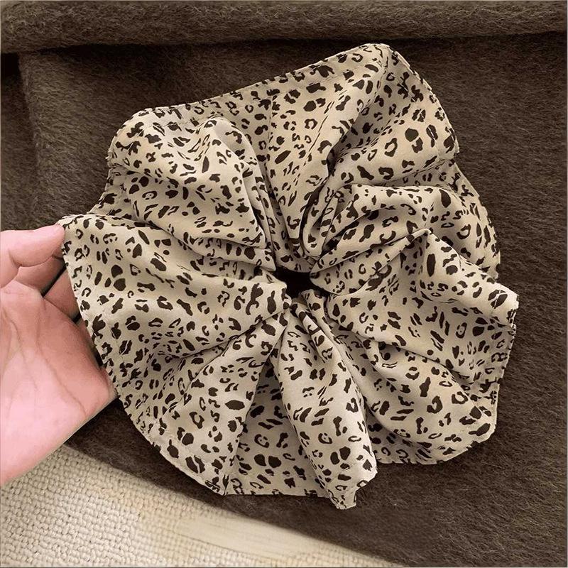 Vintage Leopard Print Large Scrunchie For Women Girls Sweet Hair Ornament Hair Tie Hair Band Hair Ring Hair Accessories