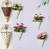 Flower Basket Vase Rattan Wall Hanging Pot Planter Rattan Vase Basket Decor Metal Plant Hang Baskets Home Garden