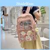 Color Solid Simple Large Capacity Student Backpack With Pendant And Badge