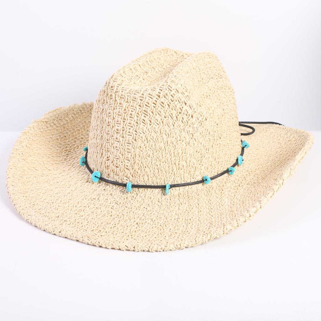 Popular Classic Western Cowboy Straw Hat Summer Hollow Big Eaves Sun Hat Handwoven Straw Hat