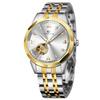 Forsining Men's Fashion Casual Hollow Automatic Mechanical Watch Simple Waterproof Luminous Stainless Steel Business Wrist Watches