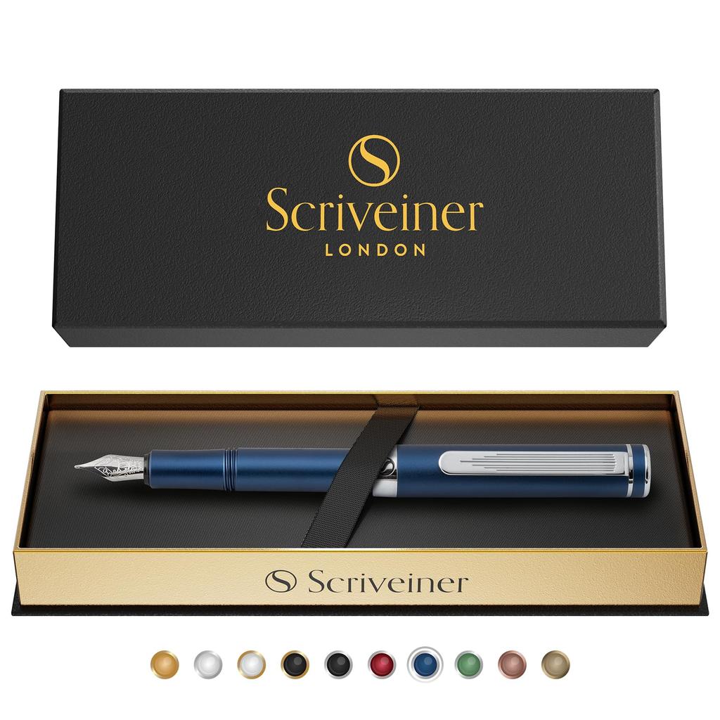 Scriveiner Luxury EDC перьевая ручка Nice Matte Blue Pocket Chrome Schmidt Лучший пишущий инструмент в подарок для мужчин Nice Office Designer Pen (Тонкая точка),