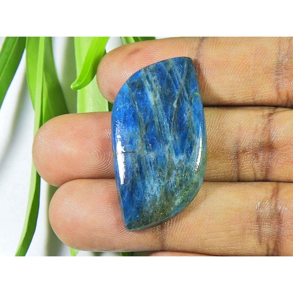 51 карат Натуральный неоново-голубой апатит Необычный кристалл кабошон Свободный драгоценный камень 21X41 мм SK-2095