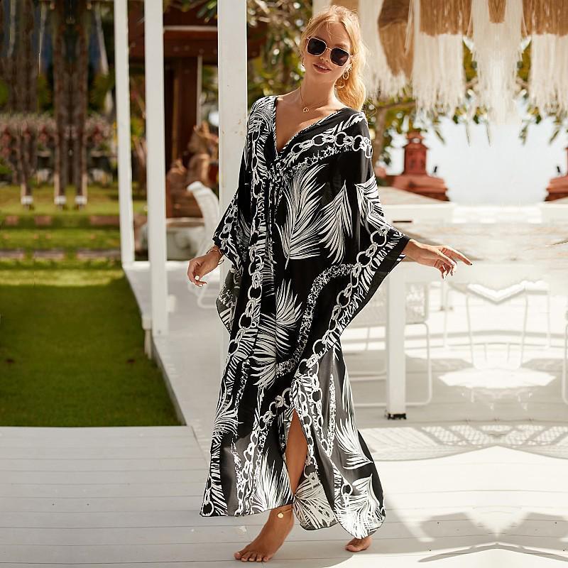 EDOLYNSA сексуальное бикини в полоску с зеброй, повседневное летнее пляжное платье с v-образным вырезом и разрезом по бокам, женская пляжная одежда, купальный костюм, накидка Q1297