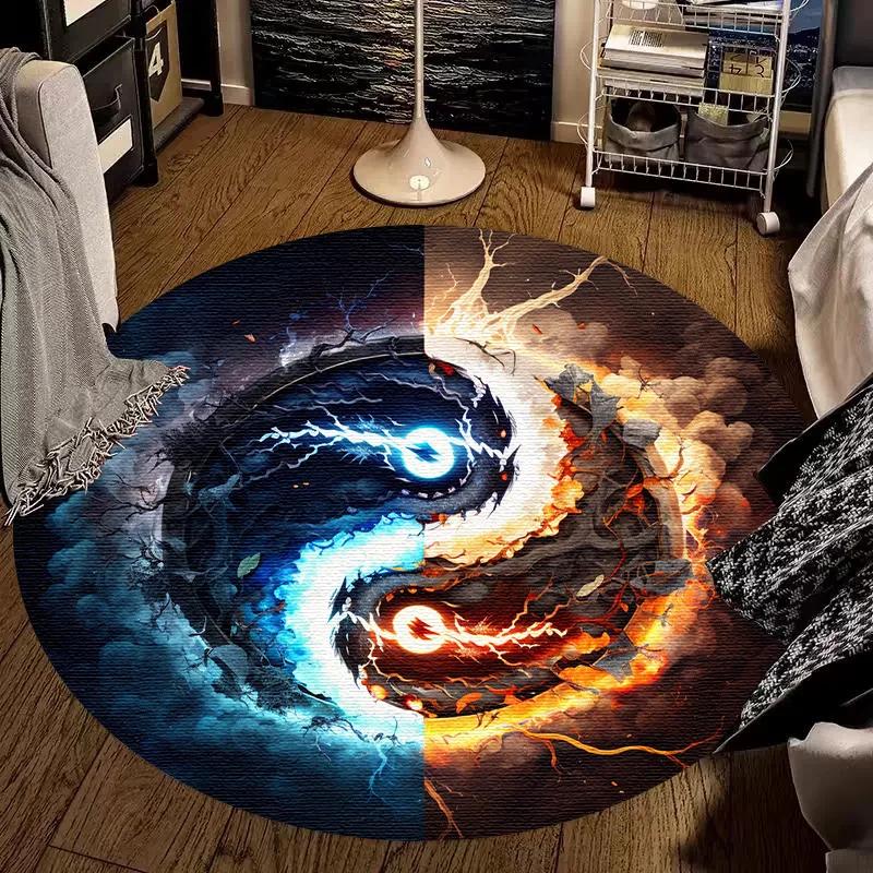 Роскошный Коврик-мат с дизайном Дерево для кошек Сакура Золотая рыбка Дракон Лев Круглый ковер для гостиной, ковры для спальни, стирающийся в машине