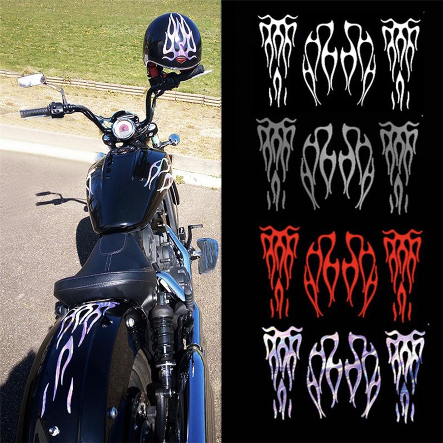 1 Set Motorcycle Red Flame Waterproof Sticker For Gas Tank & Fender Decals Vinyl