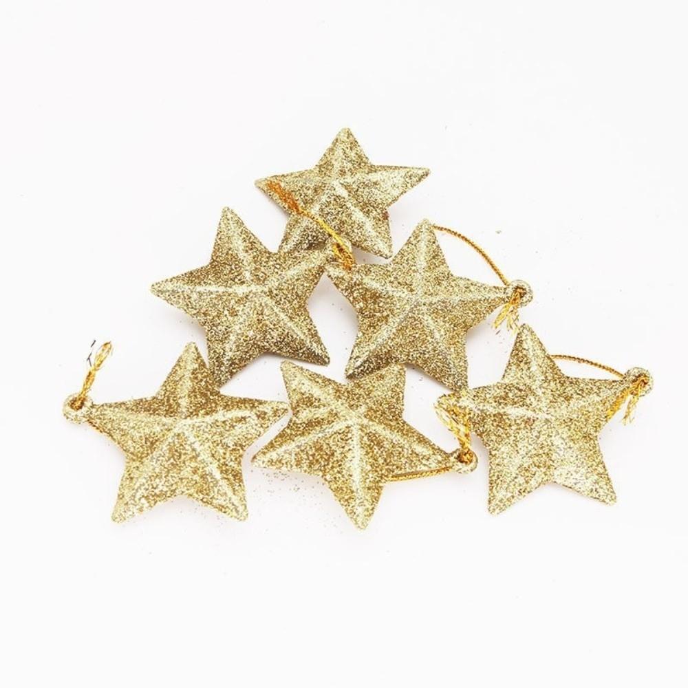6Pcs DIY Star Ornaments Mini Xmas Tree Decoration Holiday Decorations