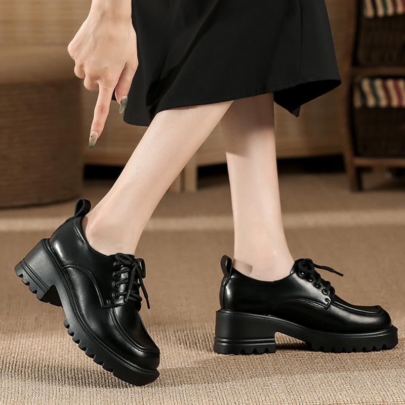 Туфли Mary Jane Small Leather, женские, новые, универсальные, ретро, на толстом каблуке, со шнуровкой, в британском стиле, в стиле колледжа