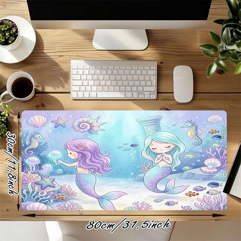 Mermaid Fantasy Xl Gaming Mouse Pad Nonslip Rubber Base Stitched Edge Waterproof Desk Mat For Pc Laptop Gamer Office Computer Accessories C927443