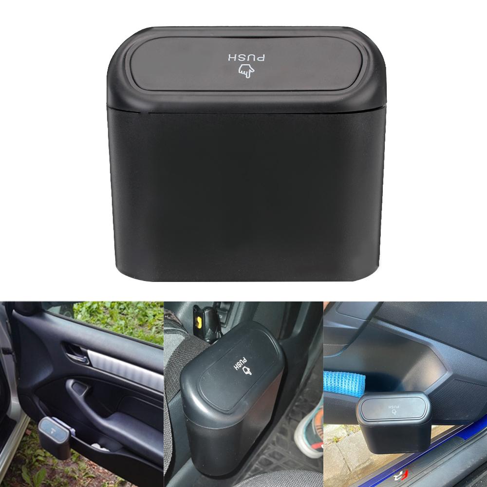 Pressing Type Trash Can Auto Interior Accessories Car Trash Bin Black Hanging Vehicle Garbage Dust Case ABS Storage Box