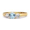 Blue Topaz Round Three Stone Ring - Sterling Silver Gold Vermeil