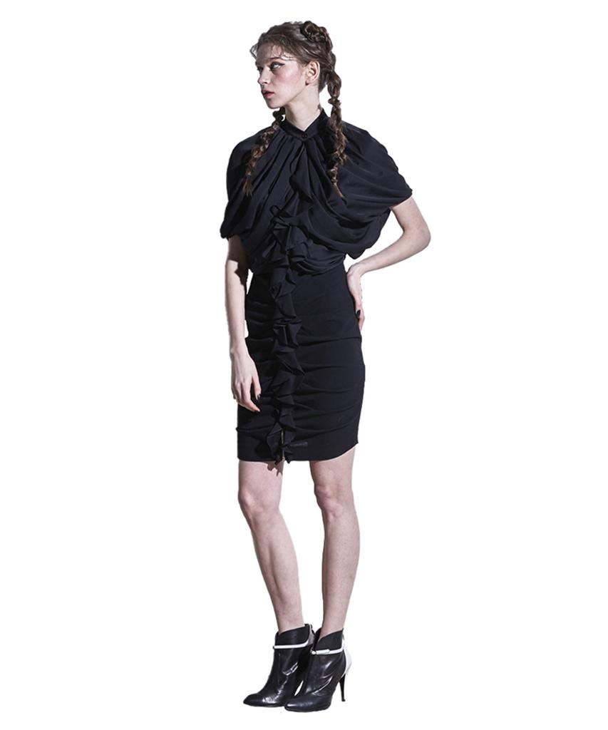 Greedius Black Ruffle Dress