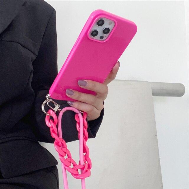 Crossbody Necklace Strap Lanyard Cord Soft Silicone Case For IPhone 16 Pro Max 15 14 13 12 Mini 11 XR X XS Max 8 Plus Marble Wristband Chain Cover