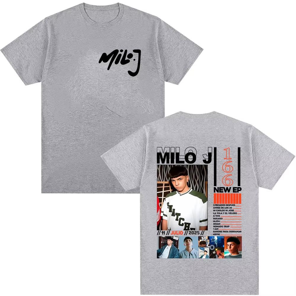 Rapper Milo J 166 Tour 2026 Album T Shi6rts Men Retro High Quality Short Sleeve Tshirts Oversized Tee Cotton TShirt Streetwear