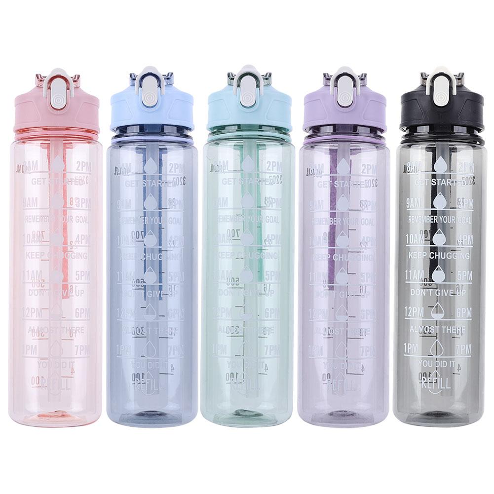 800ml Sports Water Bottle with Straw & Handle Outdoor Travel Bottle Leakproof Motivational Drinking Bottle for Boys Girls