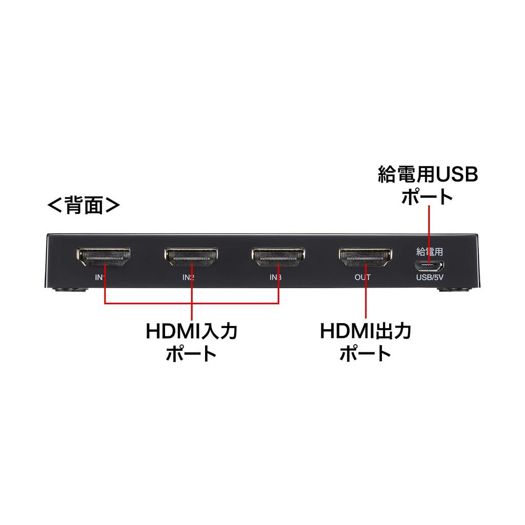 Sanwa Supply 8K Compatible HDMI Switcher 1 (3 Inputs, Output) SW-HDR8K31L