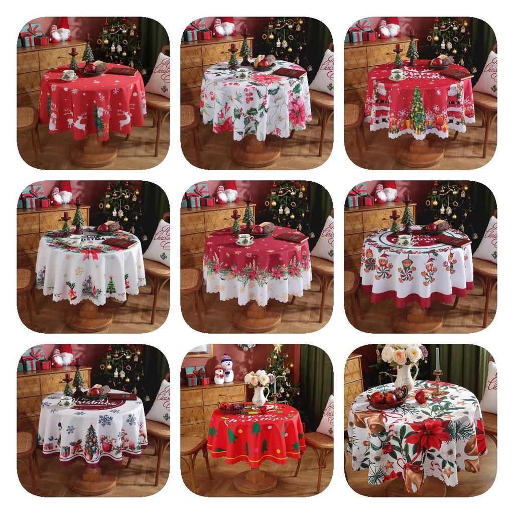 Рождественская большая круглая скатерть Рождественский праздничный чехол для стола Ткань Домашний декор