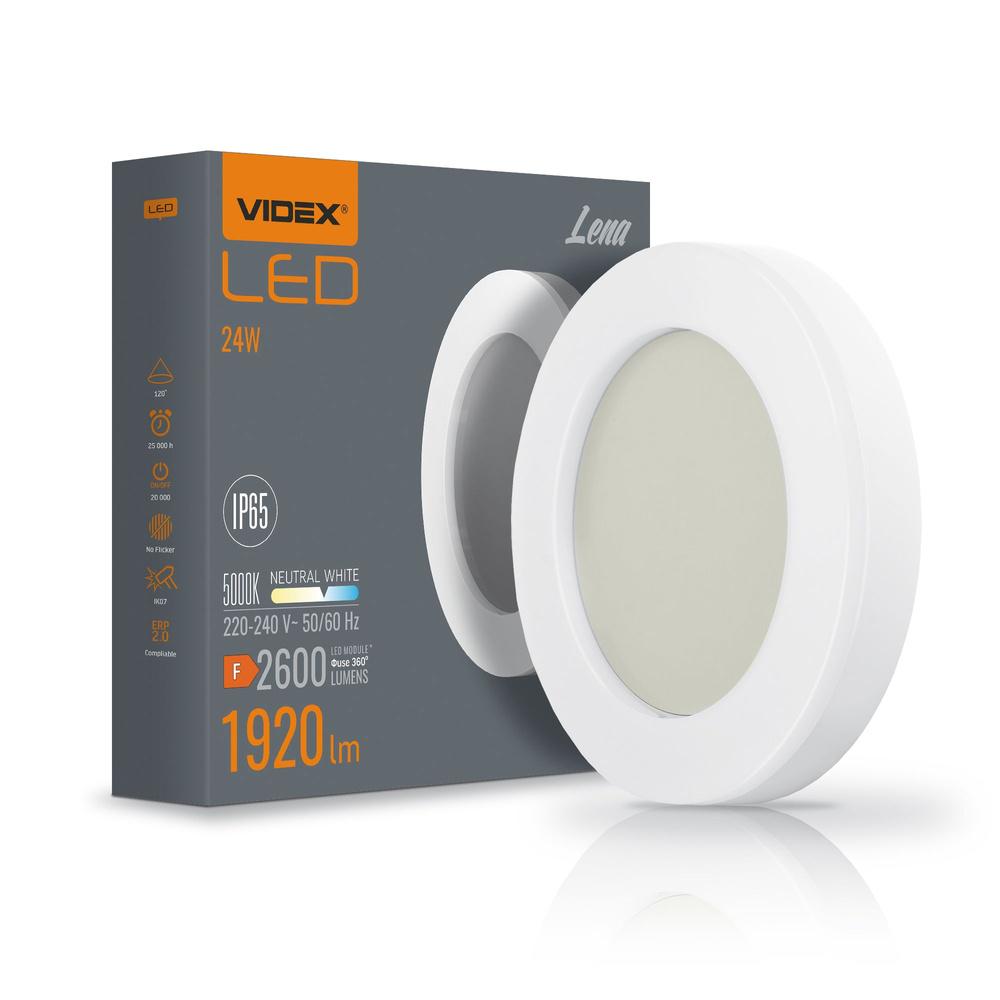 Lampa ścienno-sufitowa zewnętrzna 32 cm led 24w biała ip65 lena videx