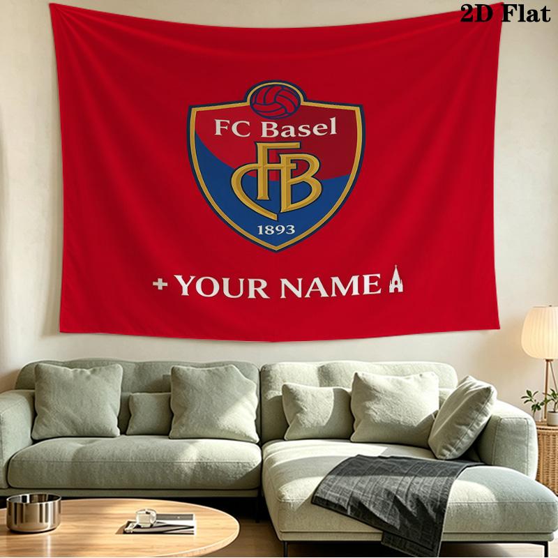 Custom Name FC Basel Printed Tapestry – Wall Hanging for Bedrooms, Dorms, and Home Decor