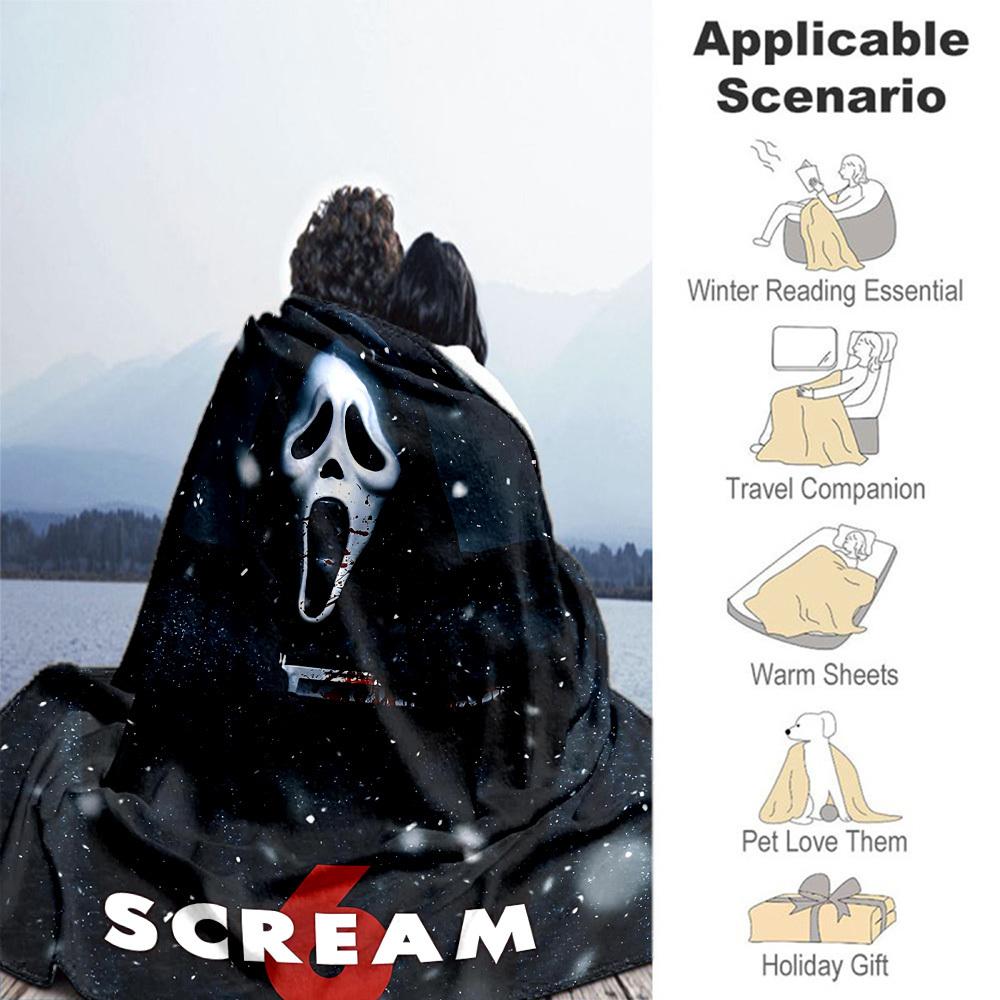 1pc ScreamHorror Outdoor Blanket Lightweight Flannel, All-Season Use for Sofa, Bed, Travel, Camping, Living Room, Office, Couch092