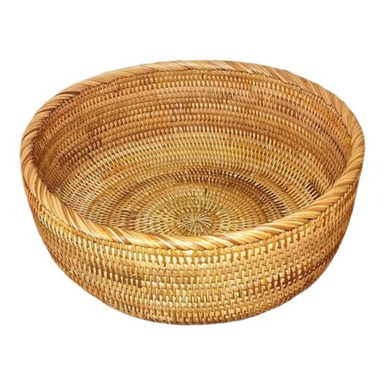 Корзина для хранения из ротанга, круглая сервировочная корзина, органайзер для гостиной, ручная работа, фруктовая чаша