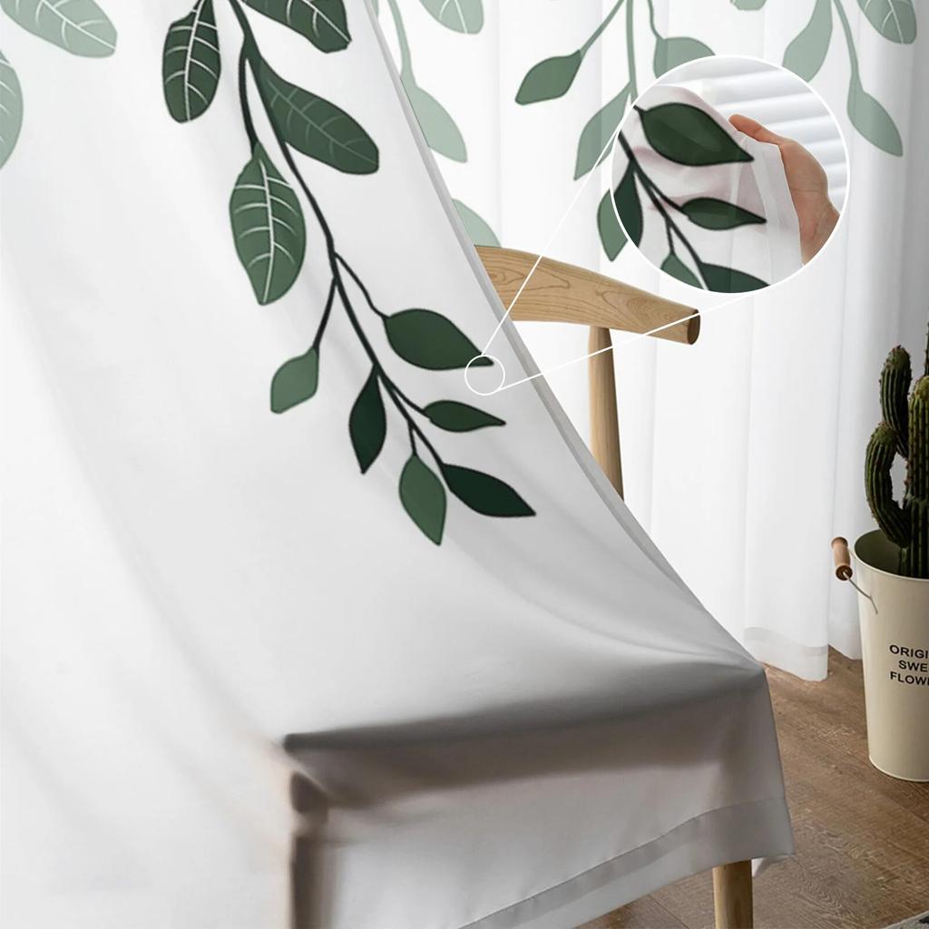 Rustic Leaves Plants Tulle Curtains For Living Room Sheer Curtain For Bedroom Kitchen Blinds Voile Curtains
