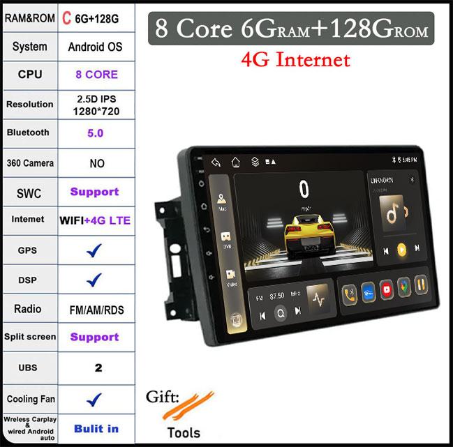 10 дюймов для Jeep Wrangler 3 JK 2007 - 2018 QLED DSP RDS Android 14 автомобильное радио Авторадио GPS навигация стерео