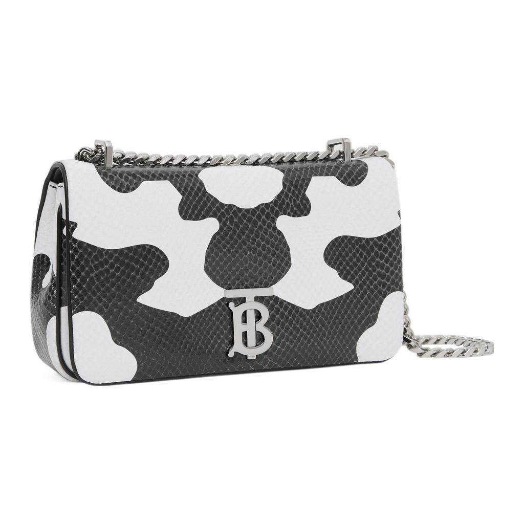 Burberry TB Monogram Python Print Chain Shoulder Bag, Snakeskin Silver-Tone Hardware Crossbody Handbag for Women, Evening Out & Party Use 80545321