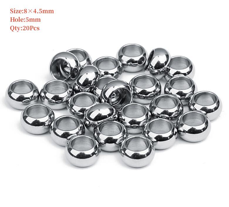 Stainless Steel Beads Square Round Big Hole Loose Spacer Bead For Jewelry Making Charm Bracelets Necklace Finding