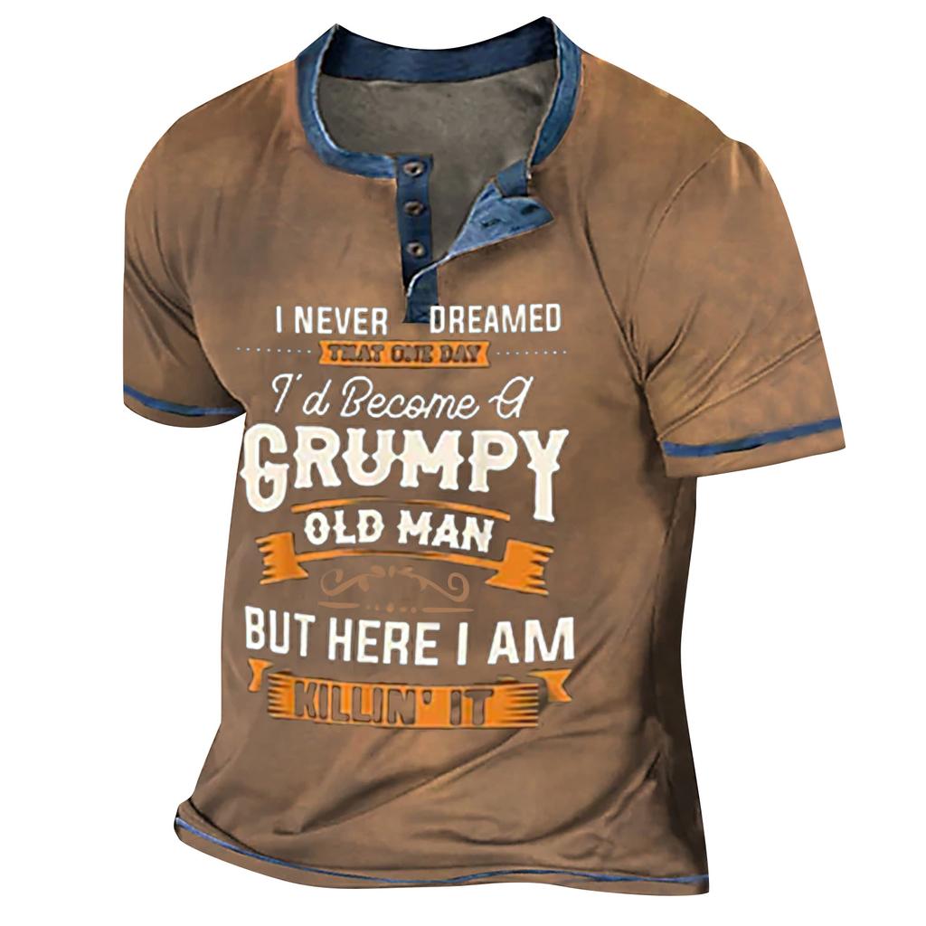 Муж. Футболка Футболки Графика Текст Черный Военный стиль Зеленый Бассейн Темно-серый 3D-печать Уличный стиль С короткими рукавами На пуговицах С принтом Одежда Классический