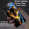For iPhone 16 Plus 15 14 13 Pro Max LED Flash Case East Dragon Fly Luminous Phone Case Glass Funda For iPhone 16 17 Pro Bumper