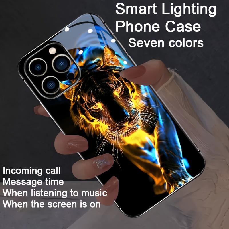 For iPhone 16 Plus 15 14 13 Pro Max LED Flash Case East Dragon Fly Luminous Phone Case Glass Funda For iPhone 16 17 Pro Bumper