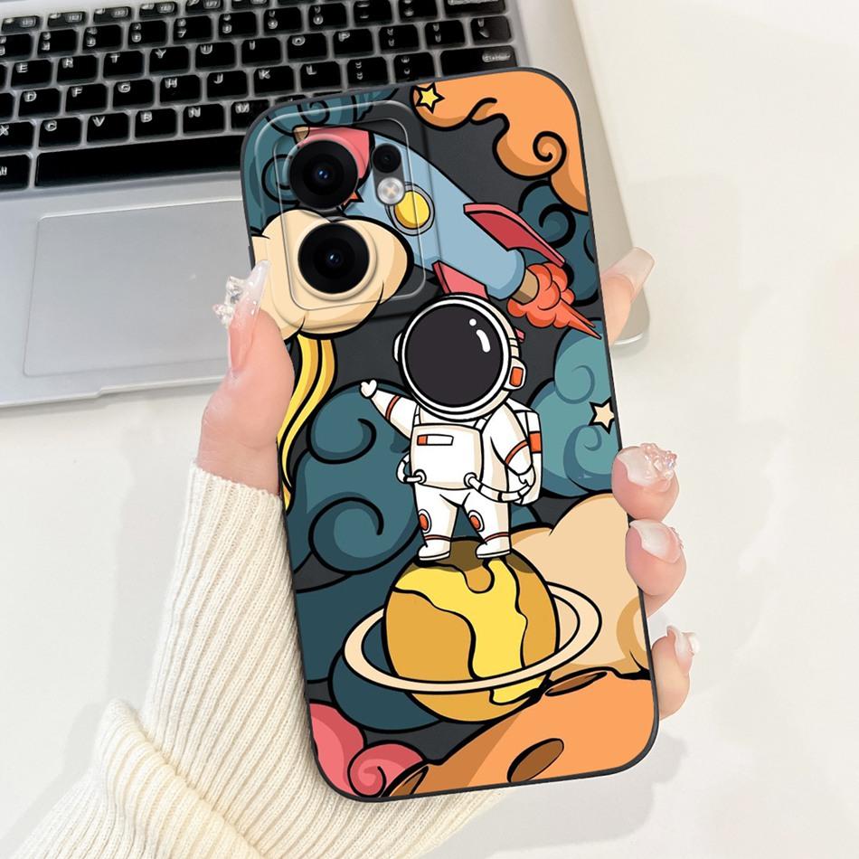 Для OPPO Reno13 F 4G 5G Reno13 Pro Милый Мультяшный Космический Кот Чехол для Телефона Reno 13F 13 13Pro Мягкий Силиконовый Ударопрочный Чехол