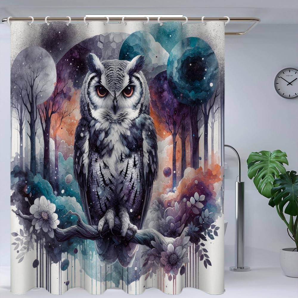 Черная шторка для душа Дерево жизни Небо Слон Неоновая ткань Растение Фэнтези Искусство Занавеска для ванной для женщин Украшение для ванны
